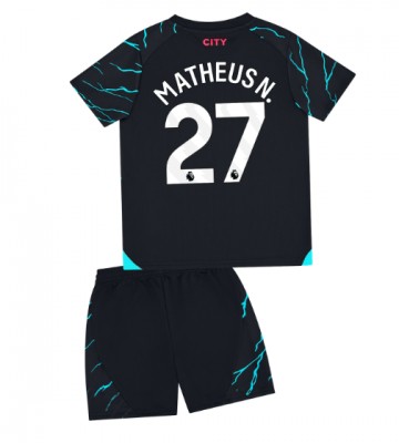 Manchester City Matheus Nunes #27 Koszulka Trzecich Dziecięca 2023-24 Krótki Rękaw (+ Krótkie spodenki)